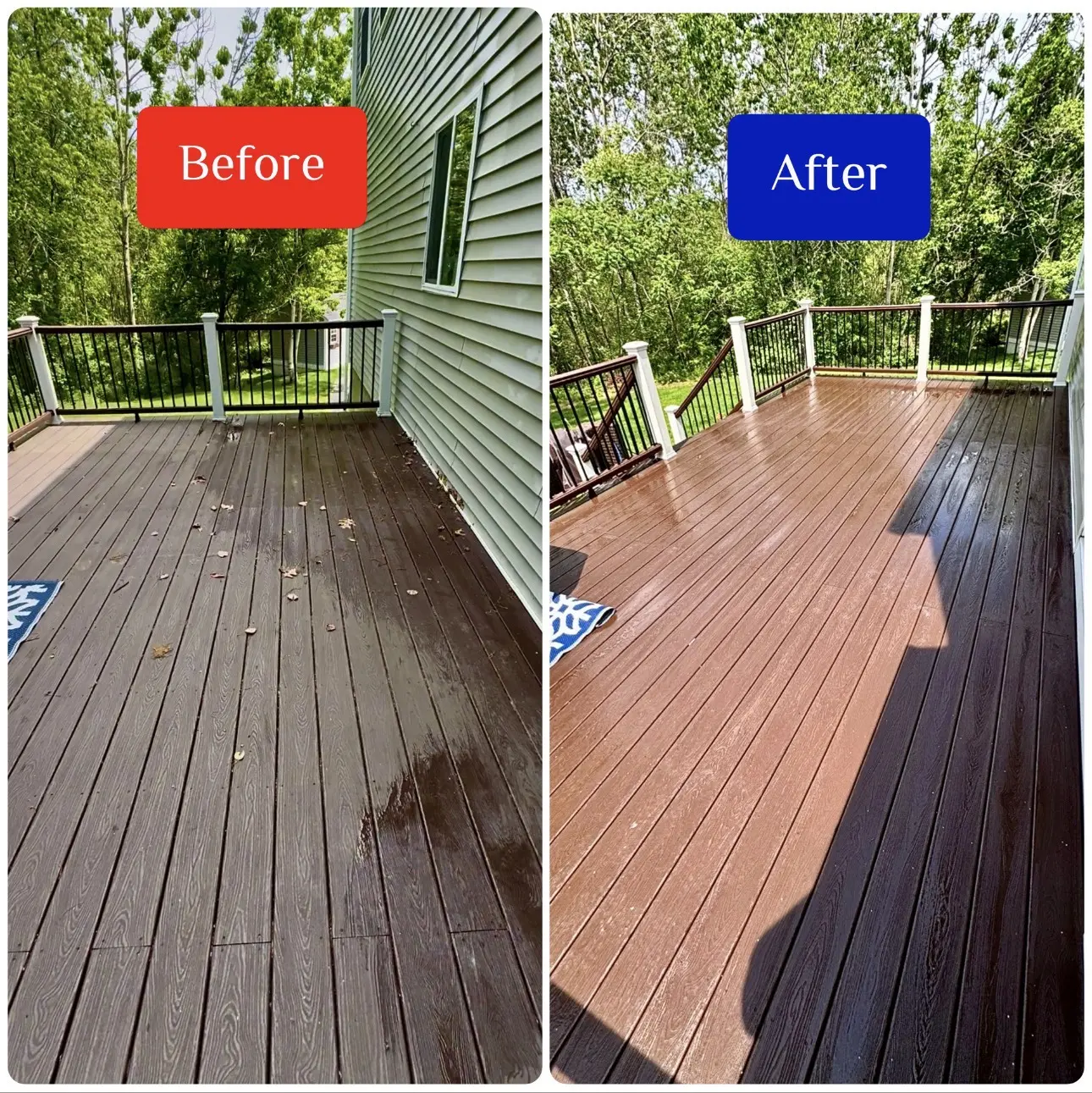Before and after deck cleaning