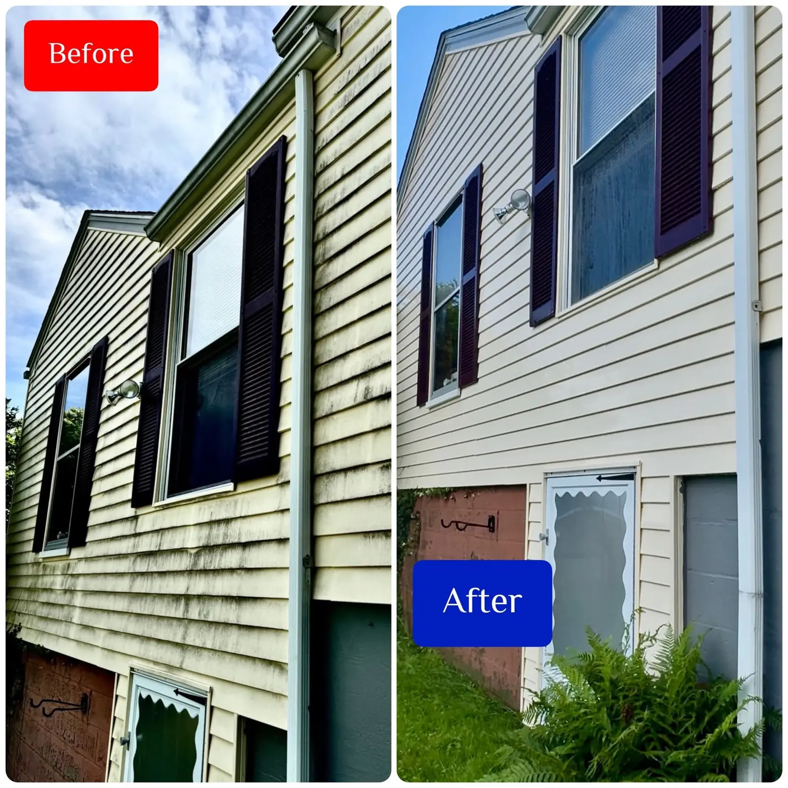 Before and after vinyl siding wash