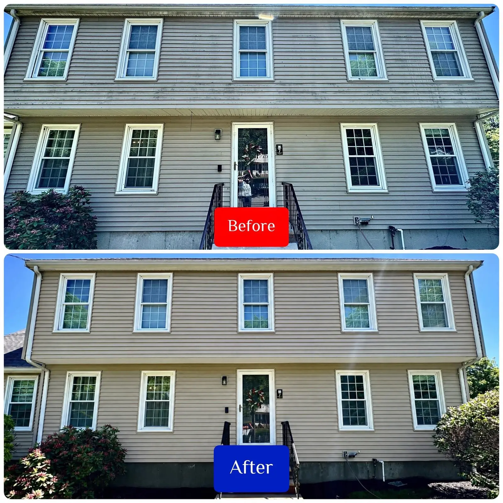 Before and after full house soft washing