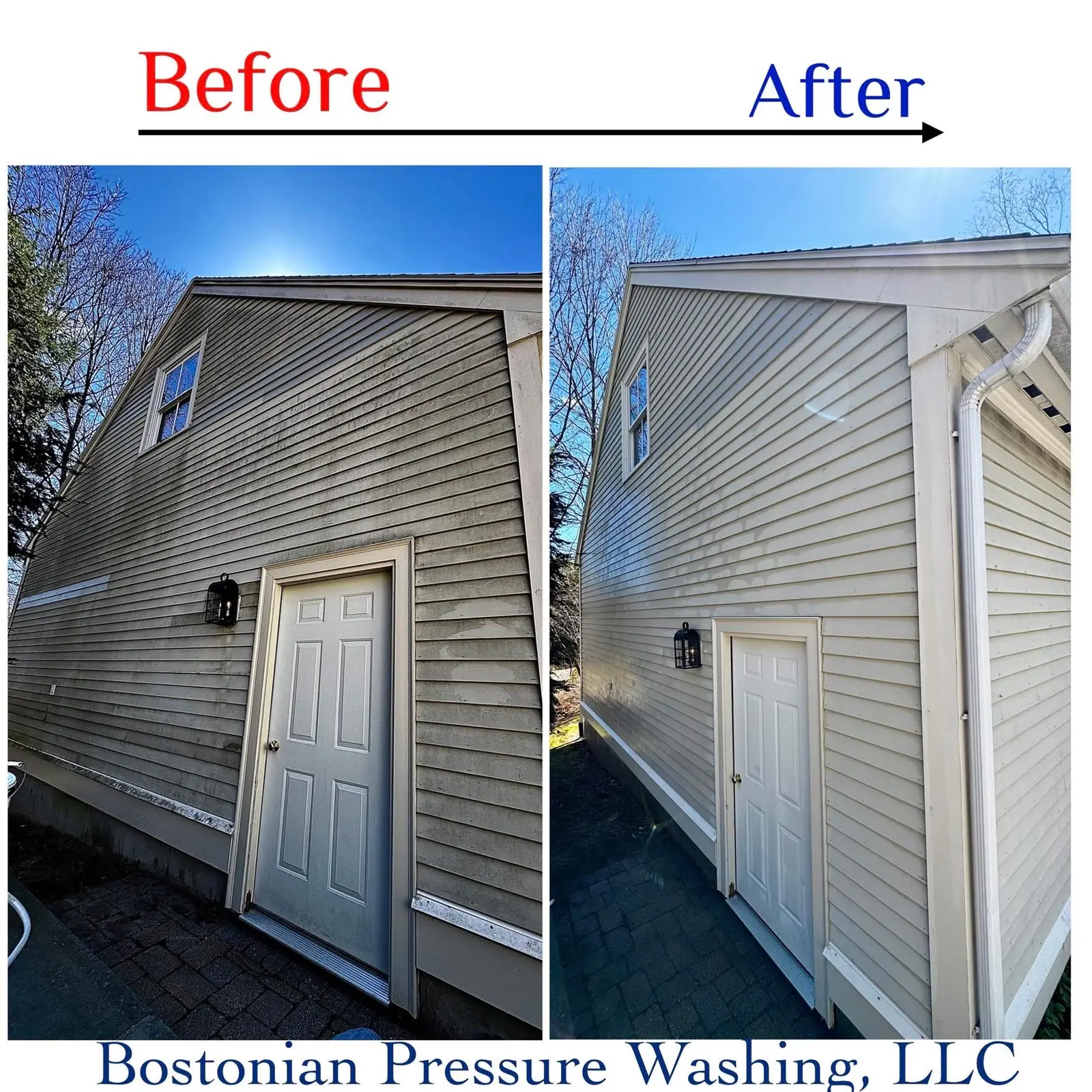 Before and after house siding restoration