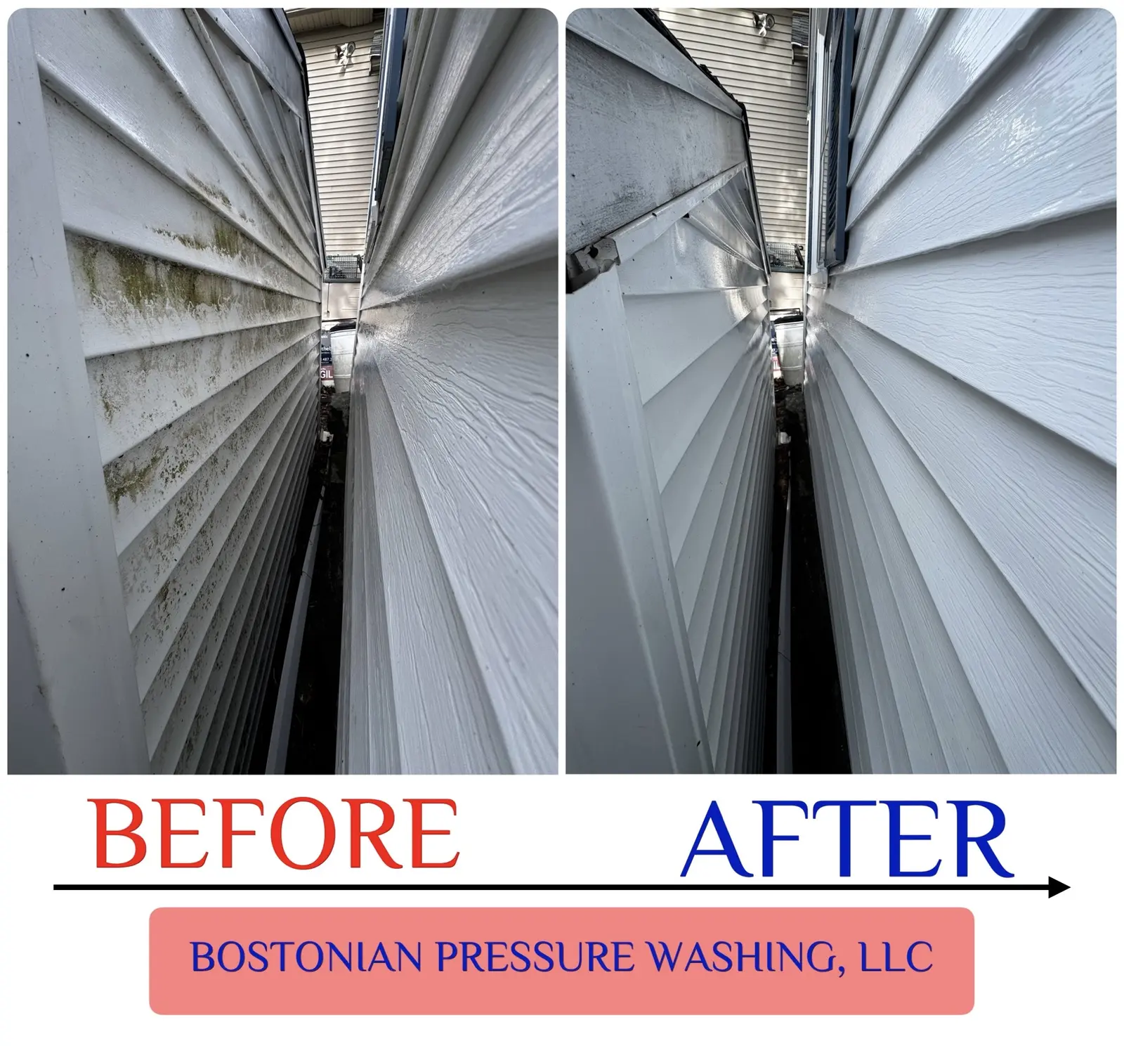 Before and after detailed siding cleaning