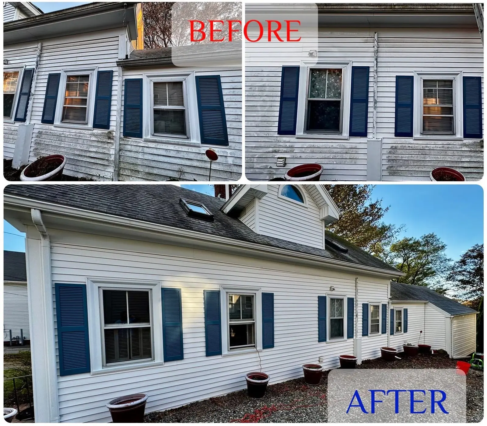 Before and after full house exterior wash